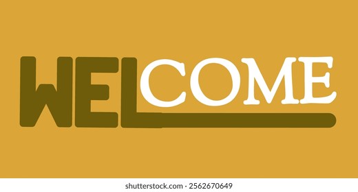 minimalist style welcome text with yellow grasshopper background