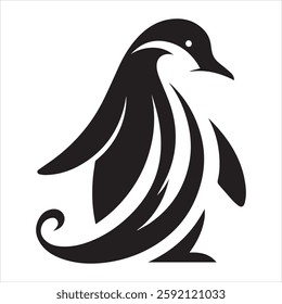 "Minimalist and stylish penguin silhouette on a clean white background. Commercial Ai generate