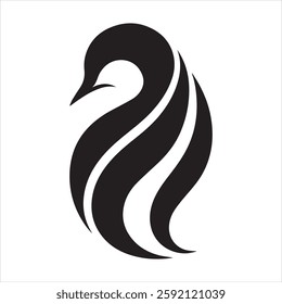 "Minimalist and stylish penguin silhouette on a clean white background. Commercial Ai generate