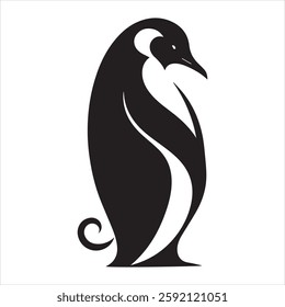 "Minimalist and stylish penguin silhouette on a clean white background. Commercial Ai generate