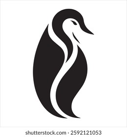 "Minimalist and stylish penguin silhouette on a clean white background. Commercial Ai generate