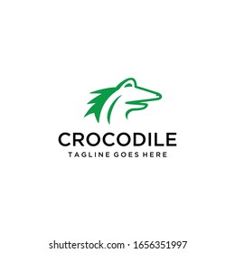 Minimalist stylized cartoon crocodile logo template.