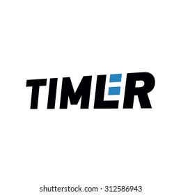 Minimalist stylized clock showing time. Bizarre vector logo time management.