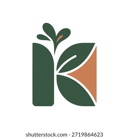 Minimalist stylized leaf logo with geometric shapes