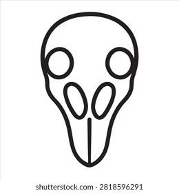 A minimalist, stylized outline of a bird skull. This simple graphic captures the essence of avian anatomy in a clean, iconic design perfect for various applications.
