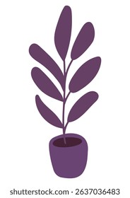 Minimalist stylized potted house plant isolated on white. Graphic element for interior design concept. Modern botanical illustration for home decor and web design.