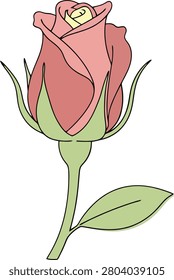 Minimalist Stylized Red Blooming Rosebud With Clean Outlines Isolated on a Plain White Background for Nature Beauty Concepts