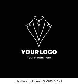 Diseño de logotipo de traje minimalista con tema de ropa formal elegante