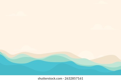 minimalist summer background design illustration with wave