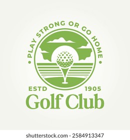 minimalist summer beach golf flat line art icon badge logo vector illustration design