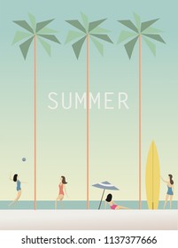minimalist summer design, poster size, with trend colors, for decoration, printing and others.