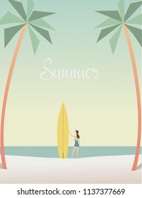 minimalist summer design, poster size, with trend colors, for decoration, printing and others.