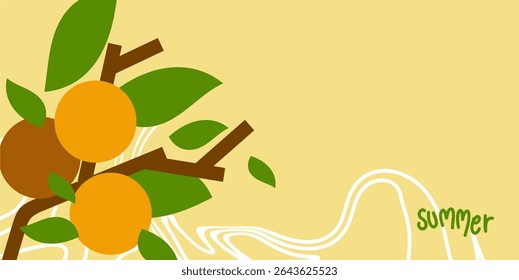 Minimalist summer theme template background with plants
