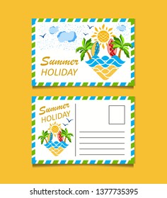 Minimalist Summer Vector Postcard with a beach atmosphere
