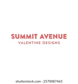 A minimalist Summit Avenue Valentine Designs logo with a romantic red color scheme, perfect for branding, cards, and seasonal promotions.