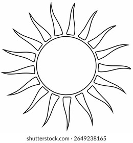 Diseño de sol minimalista con rayos radiantes en patrón circular