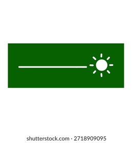 Minimalist sun icon template on green background, clean line style, ideal for weather signs, UI design, labels, and modern graphic projects