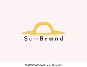 Modelo minimalista de design de logotipo do sol. Logotipo de sol de estilo moderno