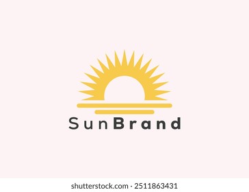 Minimalist sun logo design template. Modern style sun logo