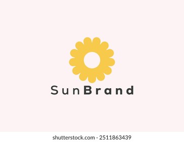 Minimalist sun logo design template. Modern style sun logo