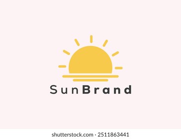 Minimalist sun logo design template. Modern style sun logo