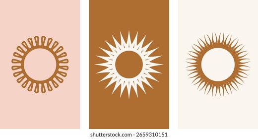 Minimalist sun logo design template. icon set Modern style sun logo