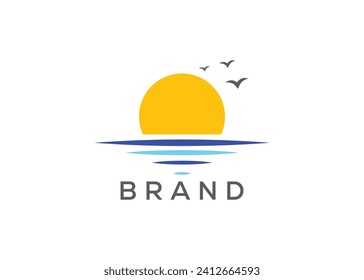 Minimalist sun logo design vector template