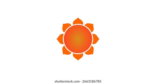Minimalistisches Sonnenlogo mit orangefarbenem Farbverlauf und Blütenblättern