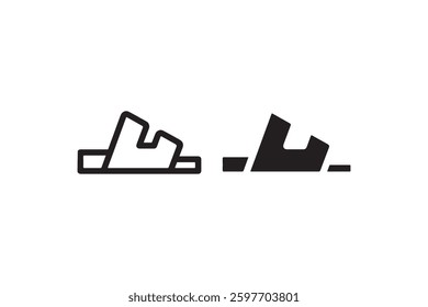 Minimalist sun lounger icon in black and white Vector