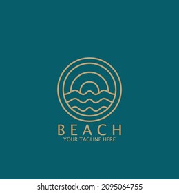 minimalist sun and wave icon vector illustration template design