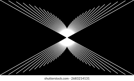 Design minimalista de raios solares com contraste preto e branco. Fundo abstrato vintage retro, perfeito para cartazes, capas e design gráfico moderno.