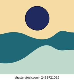 Minimalistische Vektorillustration der Sonnenuntergangslandschaft