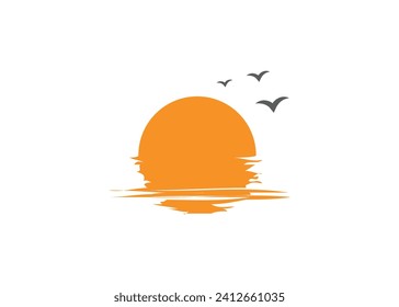 Minimalist Sunset logo design vector template