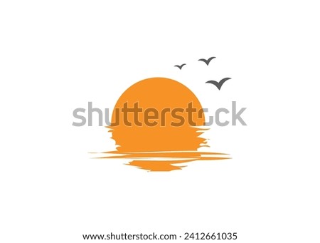 Minimalist Sunset logo design vector template
