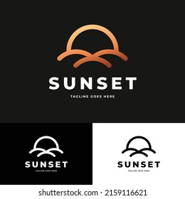 Minimalist Sunset Logo Editable Template 