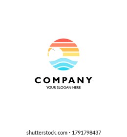 Minimalist sunset logo symbol flat vector illustration