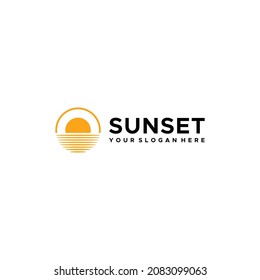 minimalistisches SUNSET-Logo mit kugelförmigen Schatten