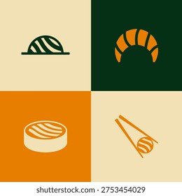 Minimalist Sushi Logo Bundle Modern Japanese Restaurant Food Brand Identity Clean Vector Set