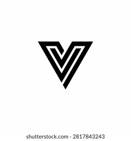 Minimalist SV or VS monogram logo with clean parallel lines crafting a sharp V and S mark. Unique, elegant design perfect for software engineering, cloud computing, and finance.