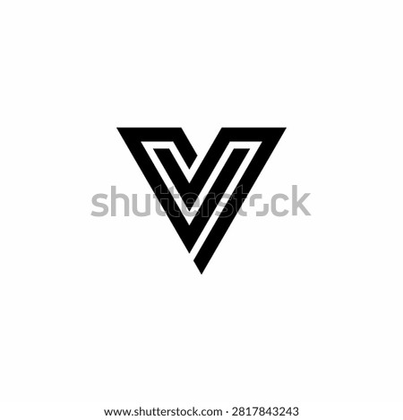 Minimalist SV or VS monogram logo with clean parallel lines crafting a sharp V and S mark. Unique, elegant design perfect for software engineering, cloud computing, and finance.