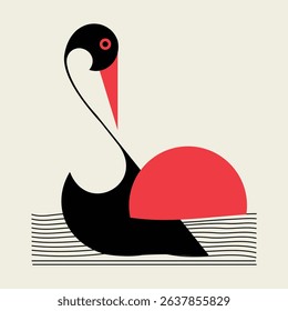 Minimalist Swan Silhouette  Elegant Vector Art