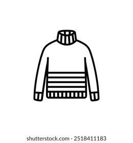 Icono minimalista del suéter que representa la moda fría del Clima, el desgaste acogedor, y los trajes del invierno