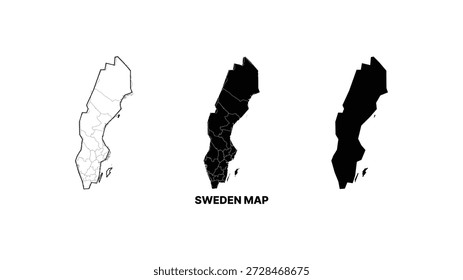 Ilustração minimalista do vetor do mapa da suécia