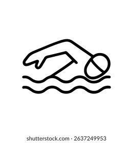 Minimalist swimmer icon freestyle stroke illustration design element