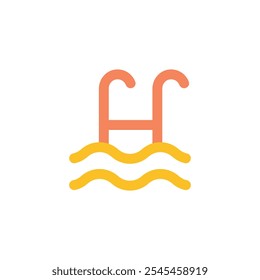 Minimalist Swimming Pool Icon - Summer Vacation and Recreation Vector.