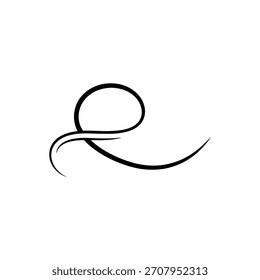A minimalist swirl design featuring a loop and flowing line, creating an elegant and artistic flourish. Ideal for adding a touch of sophistication to designs.