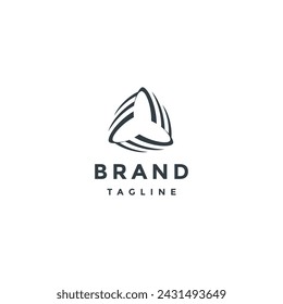 Diseño de logotipo minimalista de líneas de triángulo giratorio. Líneas minimalistas girando forma triángulo patrón diseño de logotipo.