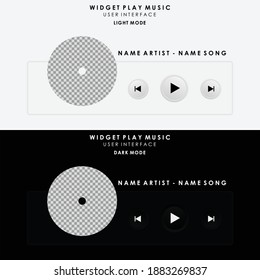 Minimalist Switch Widget Play Music in Neumorphism Design. Simple, modern and elegant. Smooth and soft 3D user interface. Light mode and Dark Mode. For website or apps design. Vector Illustration.