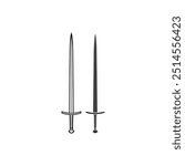 Minimalist sword icon illustrations in black and white. Vector icon design.