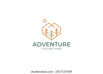 Minimalist Symbol Adventure Logo Mountain Tree Heart Shape Abstract